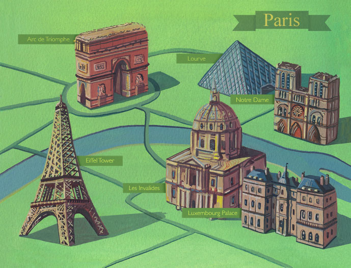 Illustrated Map Of Paris