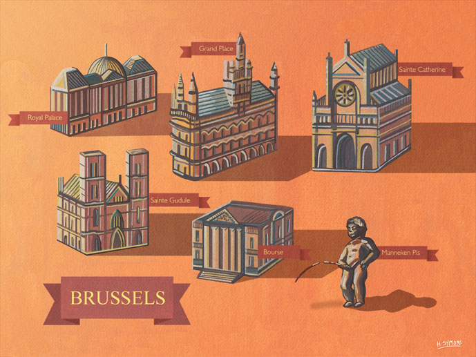 Illustrated Map Of Brussels