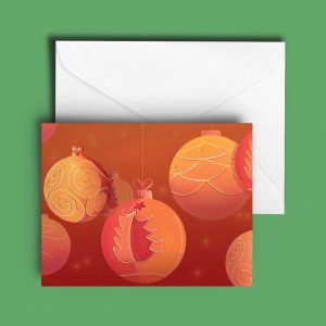 Christmas baubles greetings card