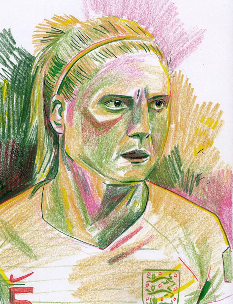 Expressive sketchbook drawing of England Football player