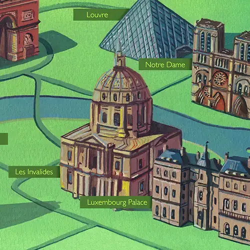 Paris Illustrated Map - Freelance Illustrator for Hire
