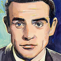 Sean Connery Gouache Painting